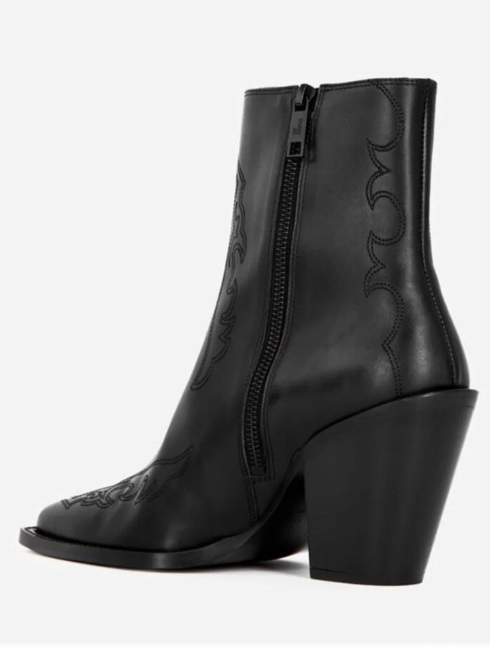 The Kooples Western Leather Heeled Side Zip Ankle Boot NIB Sz FR 37 $475 US 6